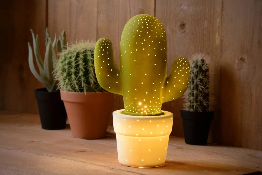 Lucide CACTUS - Lámpara de mesa - 1xE14 - Verde - SFEER 1